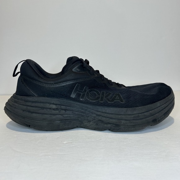 Hoka One One Bondi 8 Mens 11 2E Black Wide Running Training Sneaker Hike Comfort